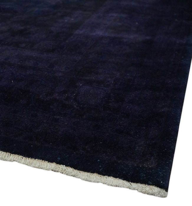 Overdyed Royal Dark Purple Hand Knotted 8x10 Traditional Oushak Design Wool Accent Rug | N362810