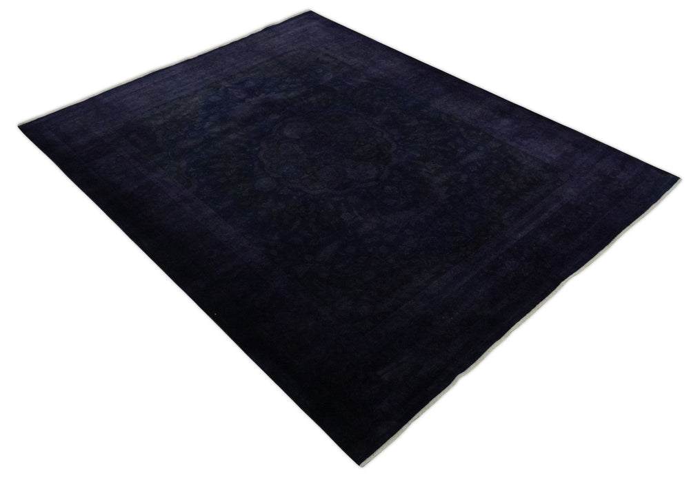 Overdyed Royal Dark Purple Hand Knotted 8x10 Traditional Oushak Design Wool Accent Rug | N362810