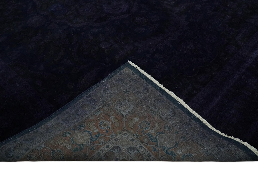 Overdyed Royal Dark Purple Hand Knotted 8x10 Traditional Oushak Design Wool Accent Rug | N362810