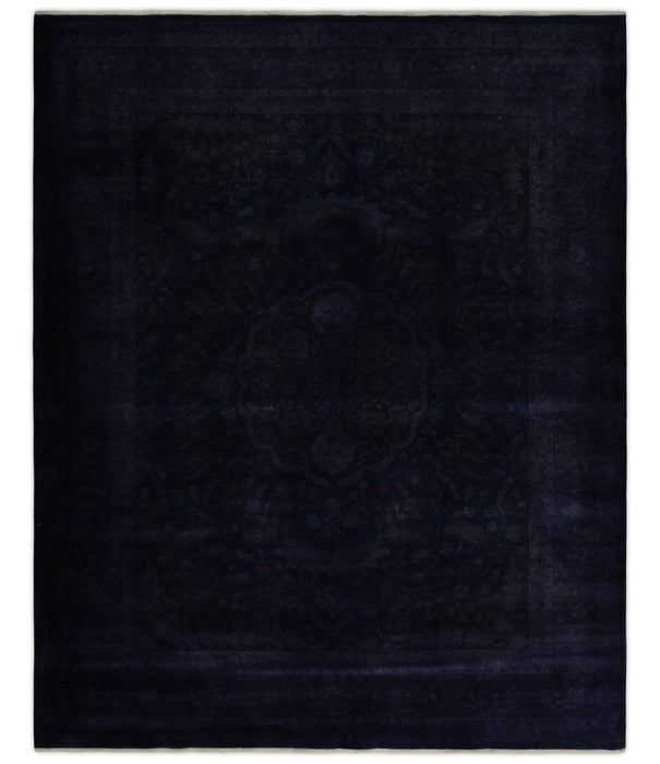 Overdyed Royal Dark Purple Hand Knotted 8x10 Traditional Oushak Design Wool Accent Rug | N362810