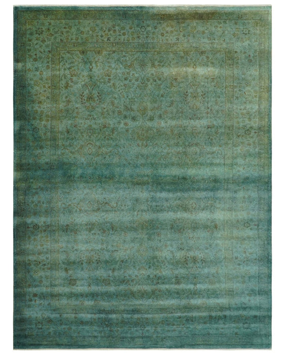 Overdyed Traditional Oriental Oushak Teal Hand knotted Wool Area Rug