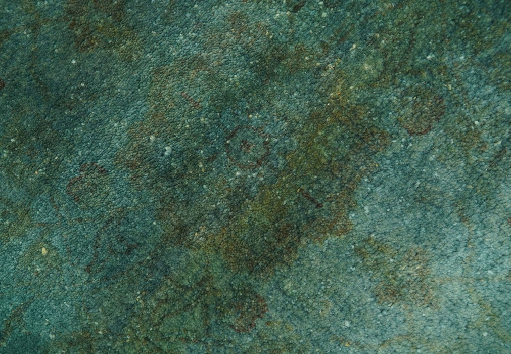 Overdyed Traditional Oriental Oushak Teal Hand knotted Wool Area Rug