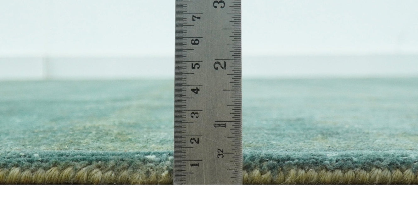 Overdyed Traditional Oriental Oushak Teal Hand knotted Wool Area Rug