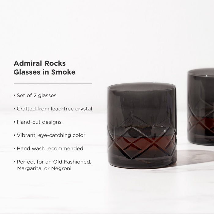 Admiral Crystal Rocks Glasses in Smoke Set of 2