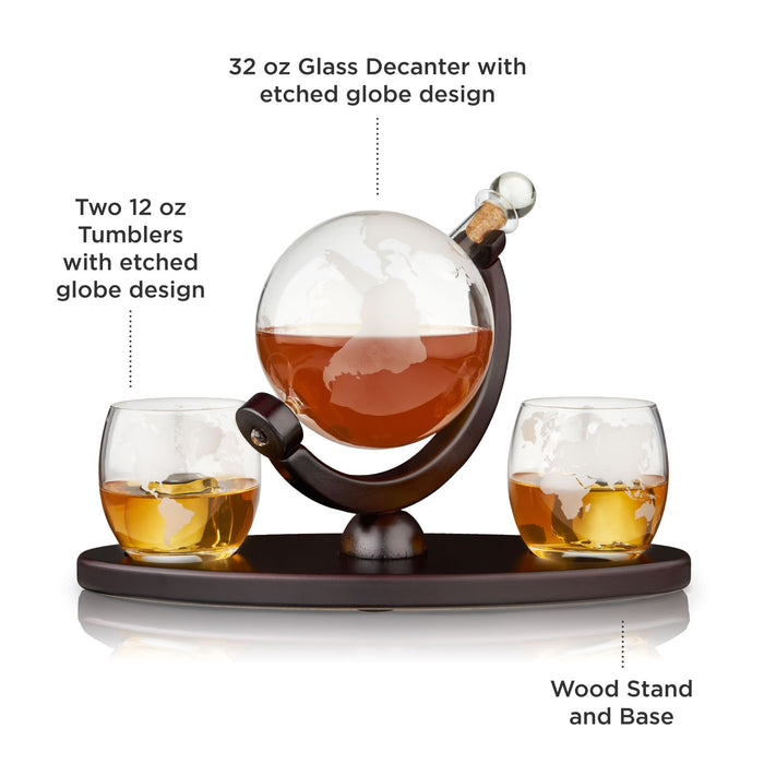 Globe Decanter and Whiskey Tumbler Set