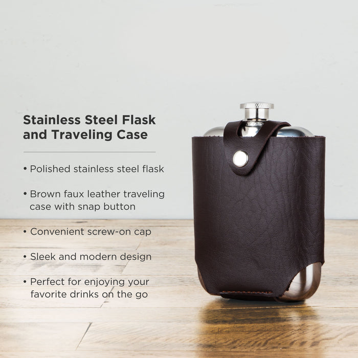 Stainless Steel Flask and Traveling Case