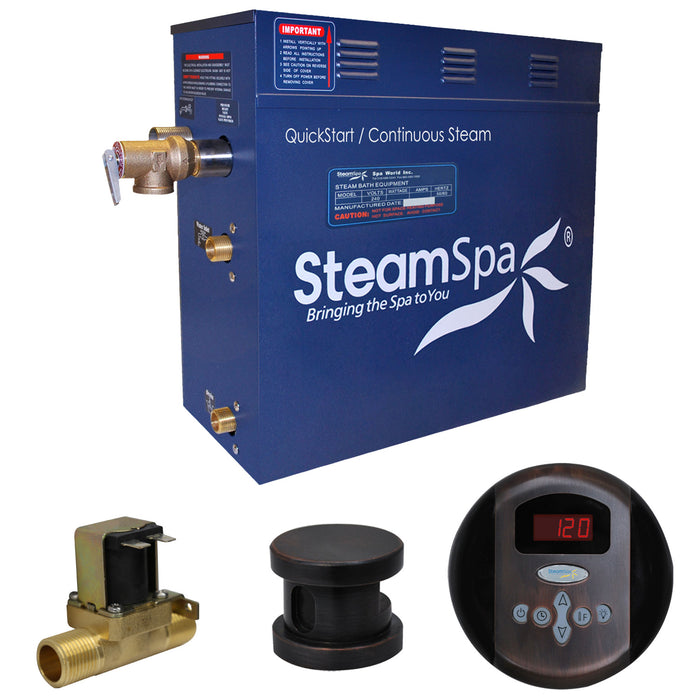 SteamSpa Oasis 7.5 KW QuickStart Acu-Steam Bath Generator Package with Built-in Auto Drain in Oil Rubbed Bronze