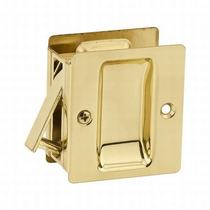 Kwikset Notch Hall 1.375 Inch Sliding Door Pocket Lock, Polished Brass (2 Pack)