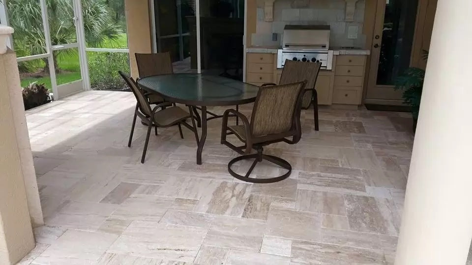 Patara Beige Vein-cut Travertine Pattern Tumbled Pavers - Belair Collection