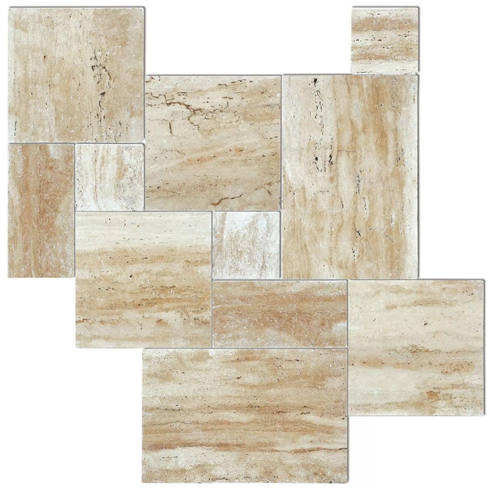 Patara Beige Vein-cut Travertine Pattern Tumbled Pavers - Belair Collection