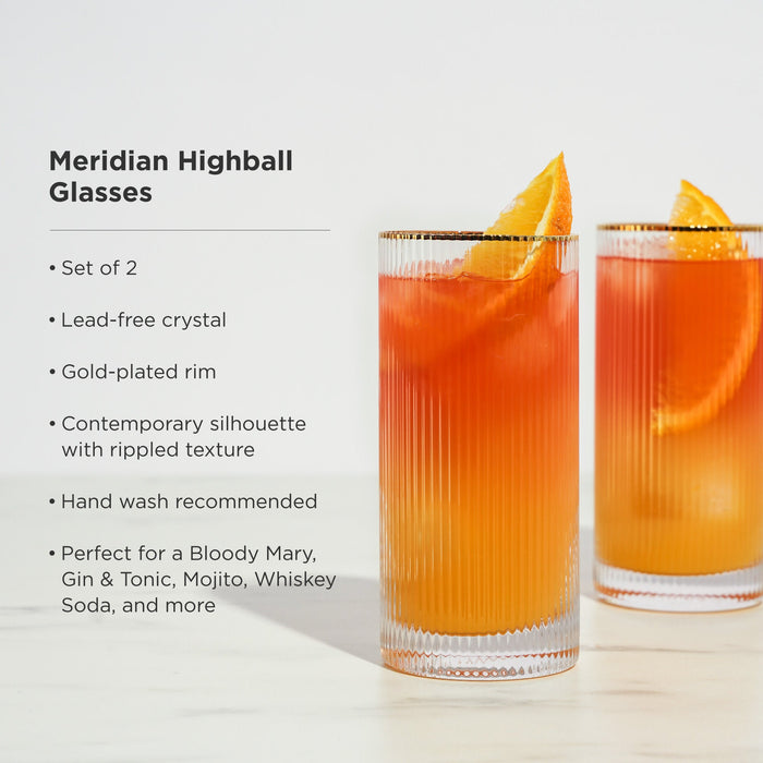 Meridian Crystal Highball Glasses Set of 2