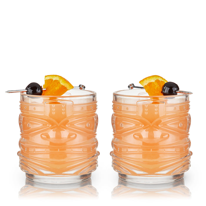 Pacific Crystal Tiki DOF Tumblers Set of 2