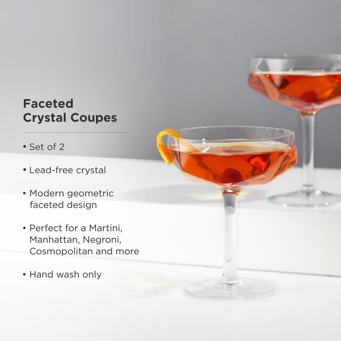 Seneca Faceted Coupe Glasses Set of 2