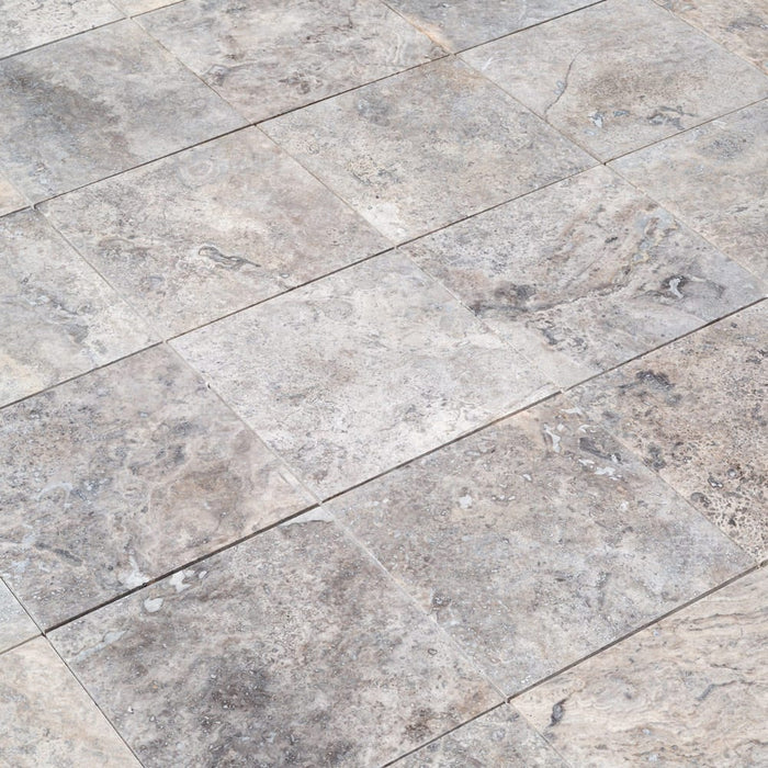 Pewter Travertine Honed and Filled Floor and Wall Tile - Livfloors Collection