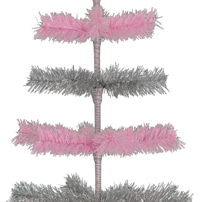 Pink & Silver Layered Tinsel Trees