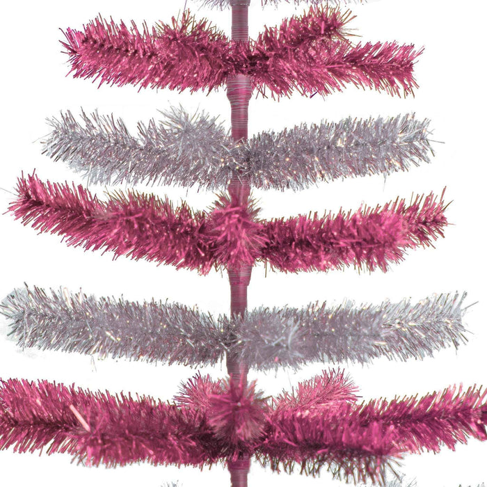 Pink & Silver Layered Tinsel Trees