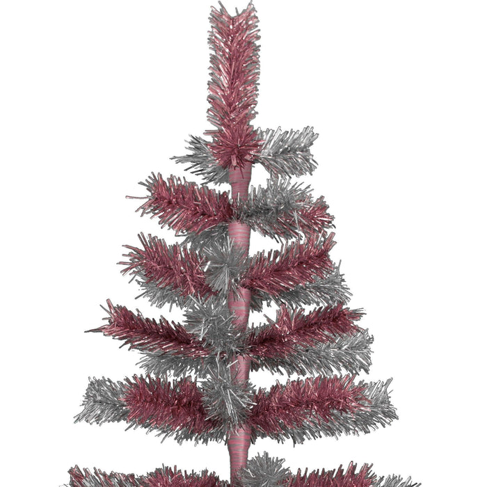 Pink & Silver Mixed Tinsel Christmas Tree