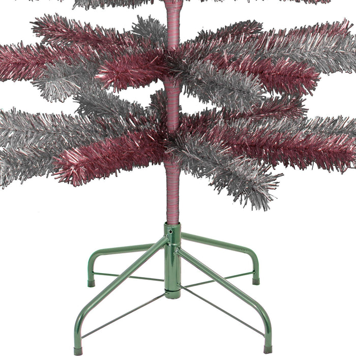 Pink & Silver Mixed Tinsel Christmas Tree