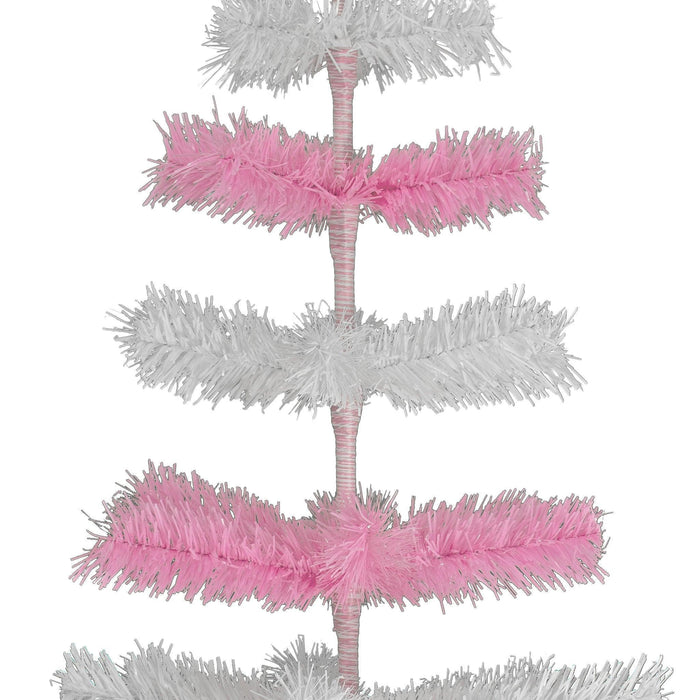 Pink & White Layered Tinsel Christmas Tree