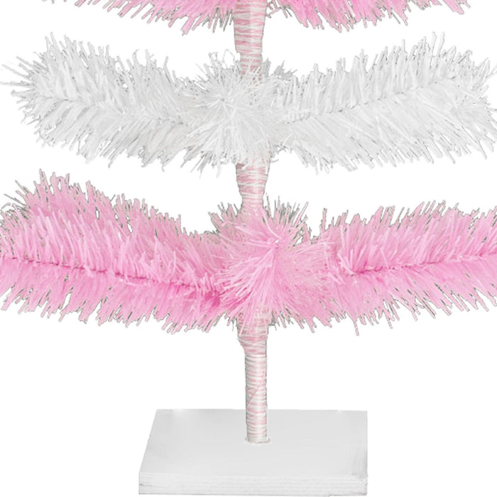 Pink & White Layered Tinsel Christmas Tree