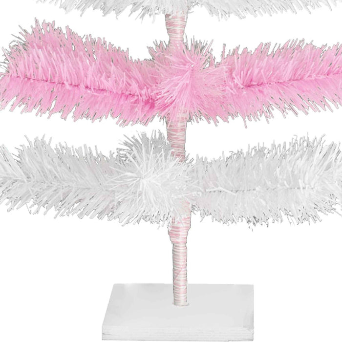 Pink & White Layered Tinsel Christmas Tree
