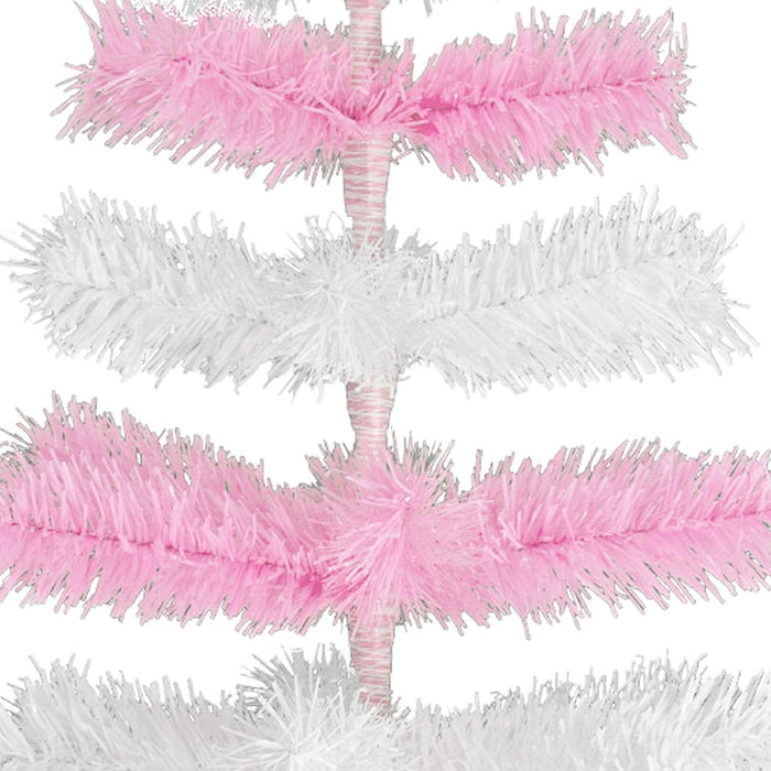 Pink & White Layered Tinsel Christmas Tree