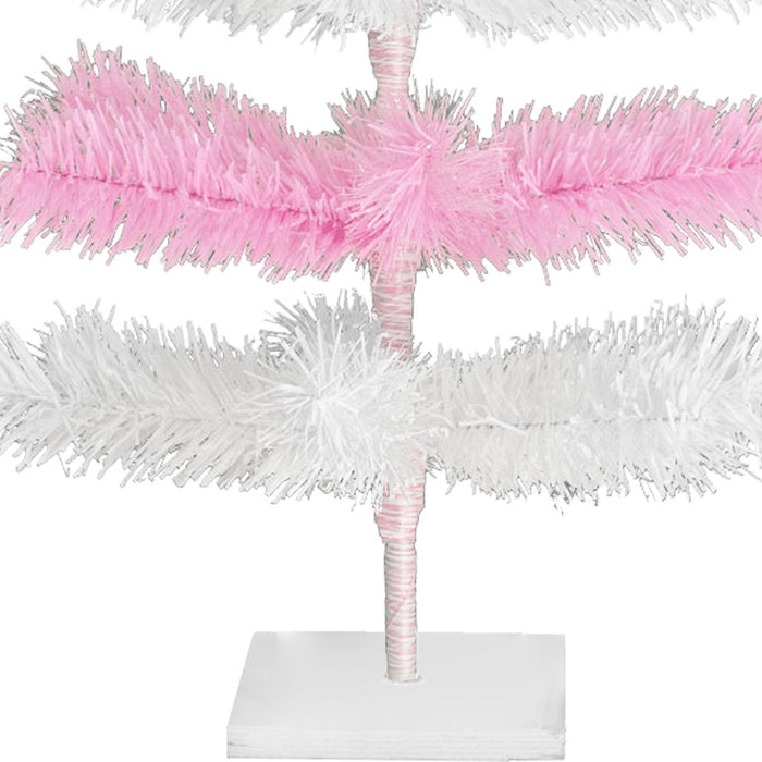 Pink & White Layered Tinsel Christmas Tree