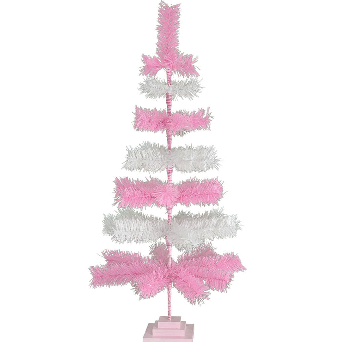 Pink & White Layered Tinsel Christmas Tree