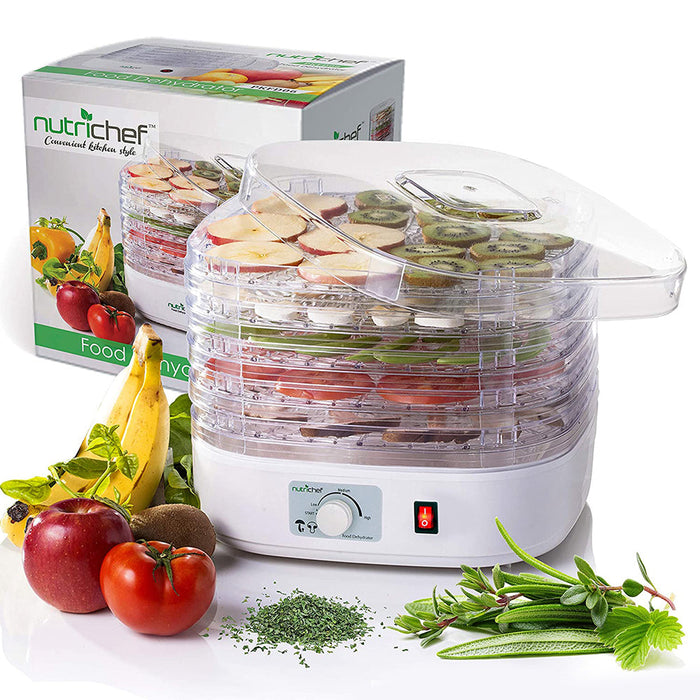 NutriChef Kitchen Countertop 5 Tray Electric Food Dehydrator Machine (2 Pack)