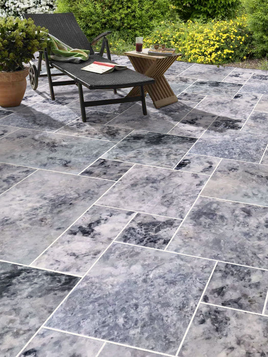 Platinum Silver Marble Pattern Tumbled Pavers - Belair Collection