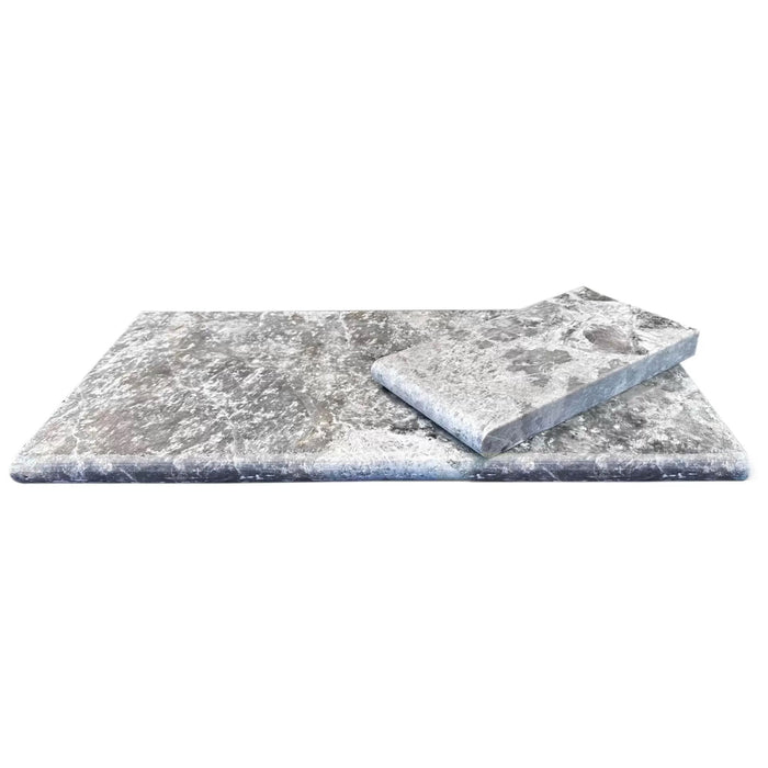 Platinum Silver 12"x24" Tumbled Marble Pool Coping - Belair Collection