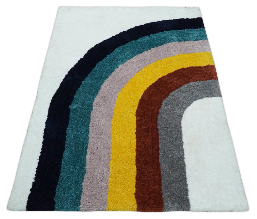 Plush Rainbow Kids, Nursery and Playroom Rug, 3x5, 4x6 and 5x7 Hand Woven Shag