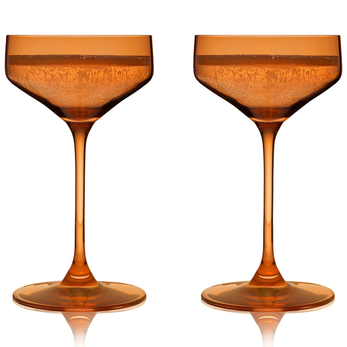 Reserve Nouveau Crystal Coupe Glasses in Amber Set of 2