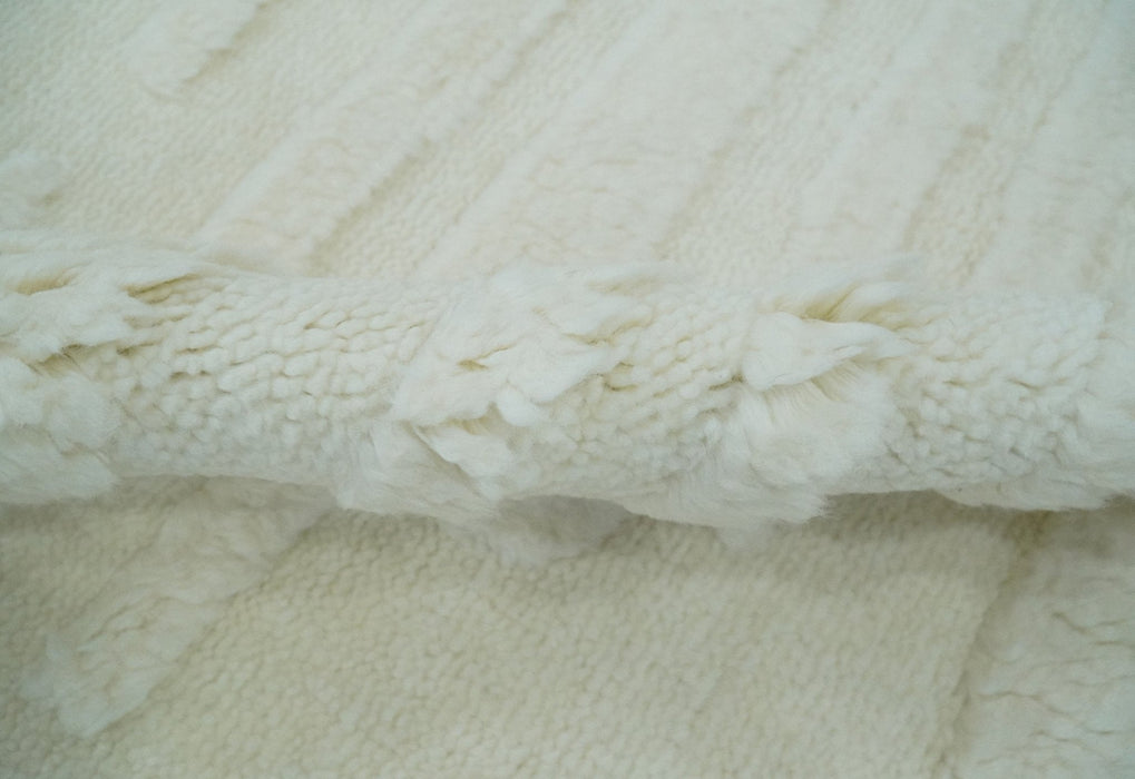 Premium 8x10 carved Texture Ivory hand knotted wool Area rug