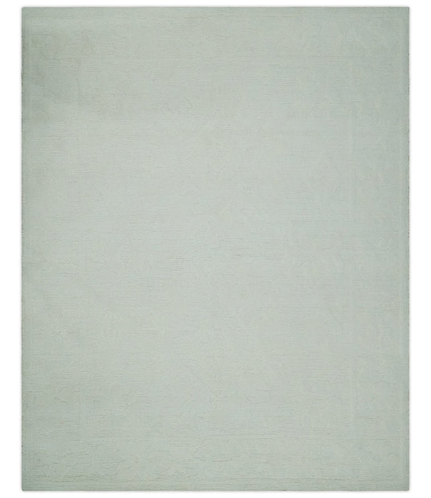 Premium 8x10 carved Texture Ivory Traditional hand knotted wool Area rug