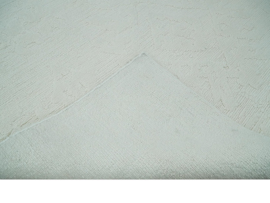 Premium 8x10 carved Texture Ivory Traditional hand knotted wool Area rug
