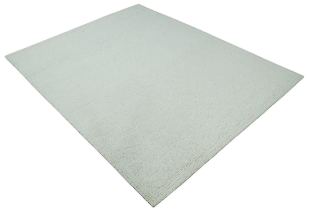 Premium 8x10 carved Texture Ivory Traditional hand knotted wool Area rug