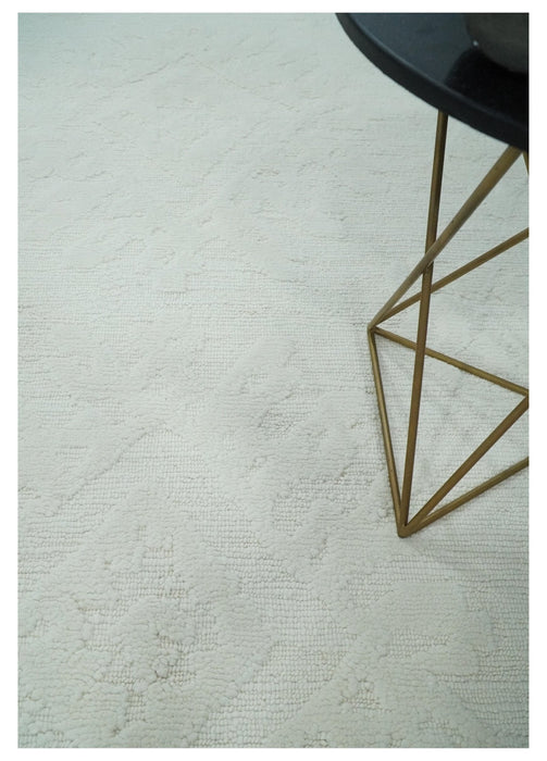 Premium 8x10 carved Texture Ivory Traditional hand knotted wool Area rug