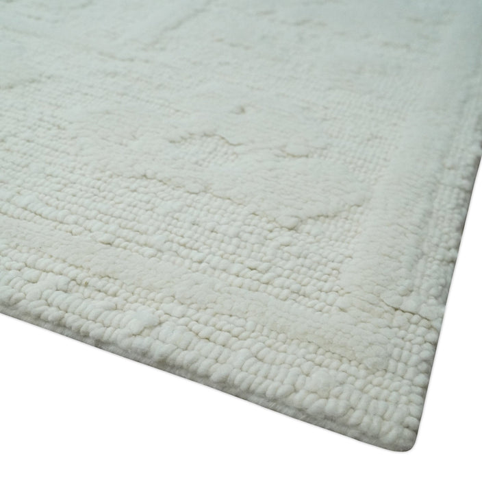 Premium 8x10 carved Texture Ivory Traditional hand knotted wool Area rug