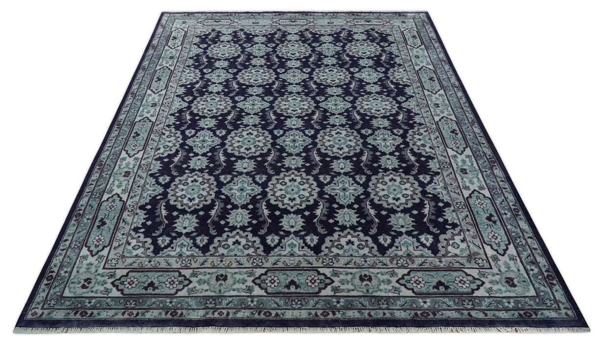 Premium Antique Style Silver, Gray and Black Hand knotted Traditional wool Area Rug