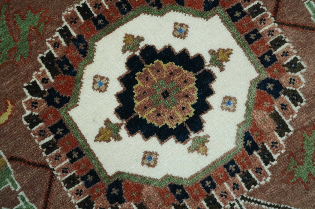 Premium Fine 9x12 Rust, Ivory and Olive Hand Knotted wool area rug