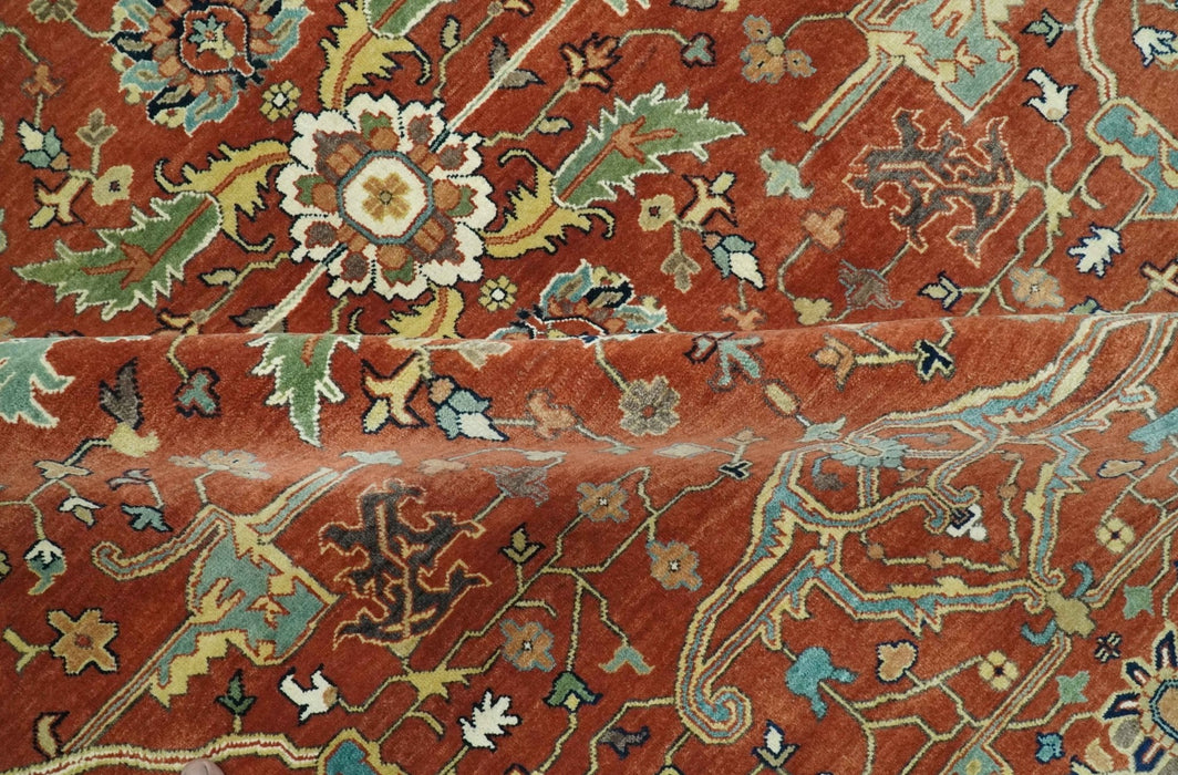 Premium Fine Rust and Blue 8x10 Hand Knotted Oriental wool area rug