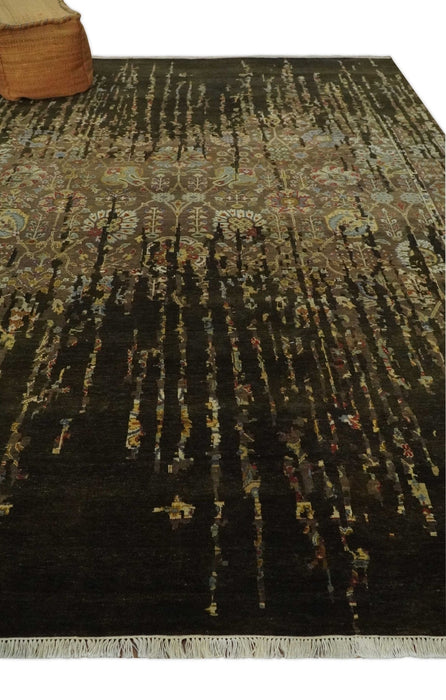 Premium Fine Transitional Brown and Olive Antique hand knotted wool Area Rug