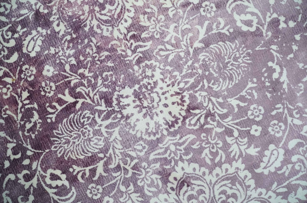 Premium Floral Medallion Purple and Ivory 5.6x7.9 Viscose Area Rug