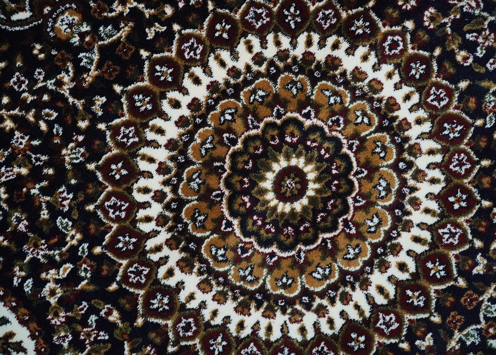 Premium Look 5x7 Black, Ivory and Brown Heriz Medallion Pattern Area Rug