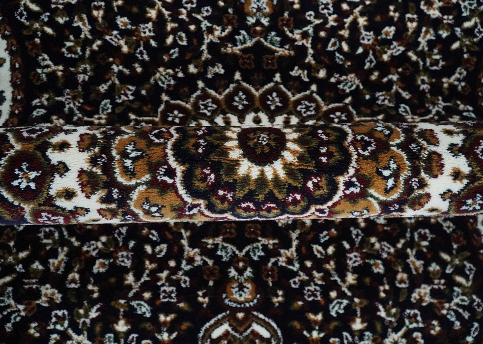 Premium Look 5x7 Black, Ivory and Brown Heriz Medallion Pattern Area Rug