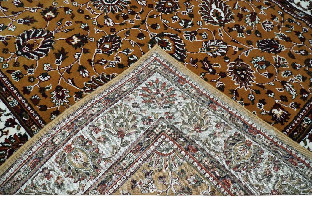 Premium Look 5x7 Rust, Ivory and Brown Traditional Floral Area Rug