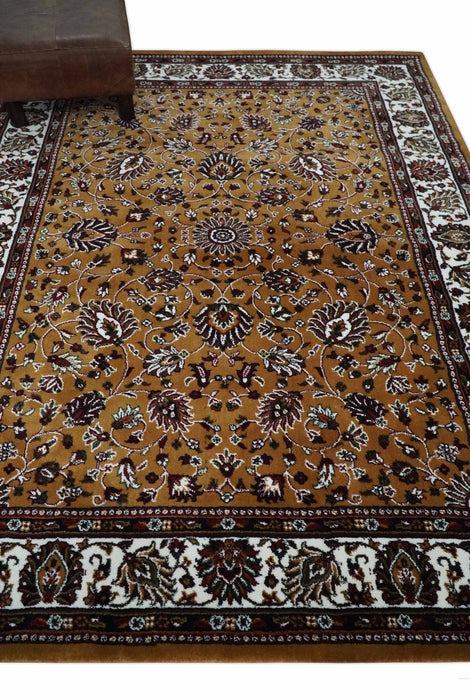 Premium Look 5x7 Rust, Ivory and Brown Traditional Floral Area Rug