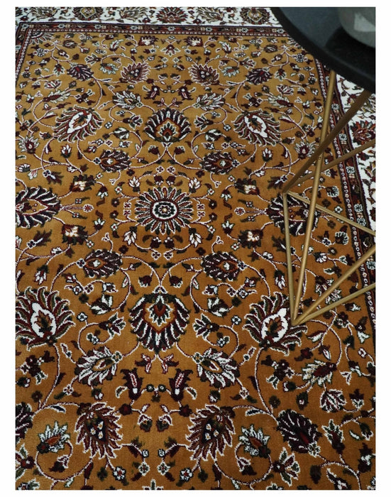 Premium Look 5x7 Rust, Ivory and Brown Traditional Floral Area Rug