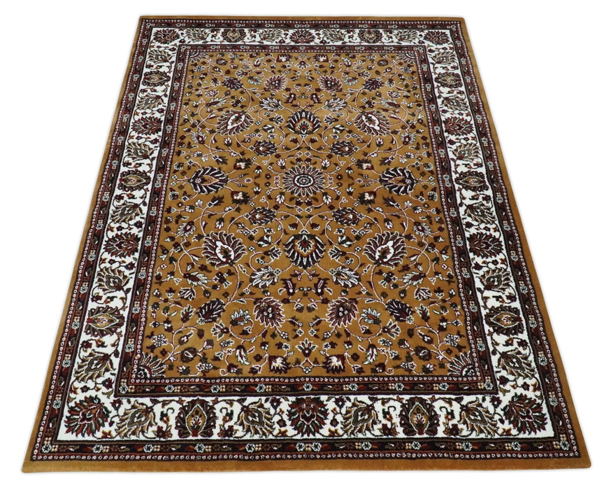 Premium Look 5x7 Rust, Ivory and Brown Traditional Floral Area Rug